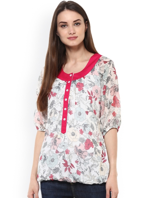 

Ayaany Women Off-White Printed Blouson Top