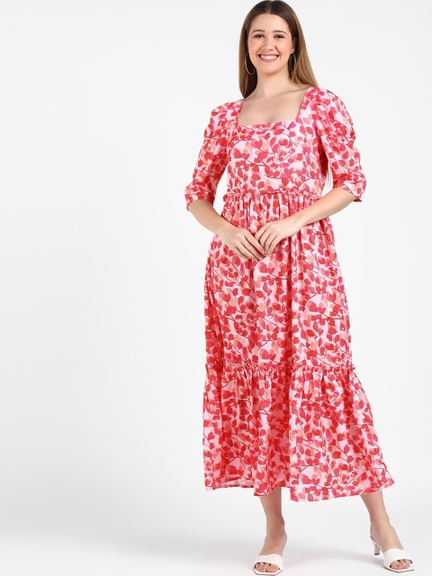 

shashvi Red Floral Crepe Maxi Midi Dress