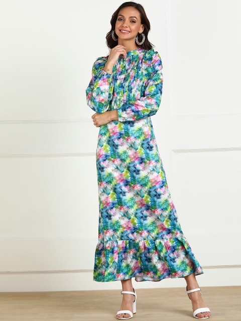 

shashvi Green Floral Crepe Maxi Dress