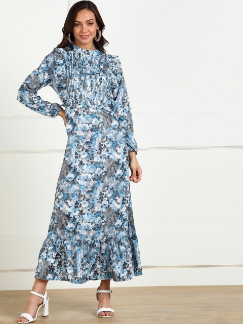 

shashvi Blue Floral Crepe Maxi Dress