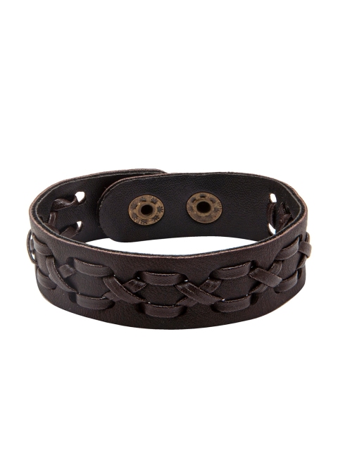 

bodha Men Brown & Black Leather Wraparound Bracelet