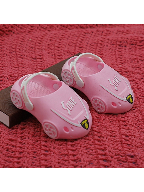 

FEETWELL SHOES Unisex Kids Pink & White Croslite Clogs