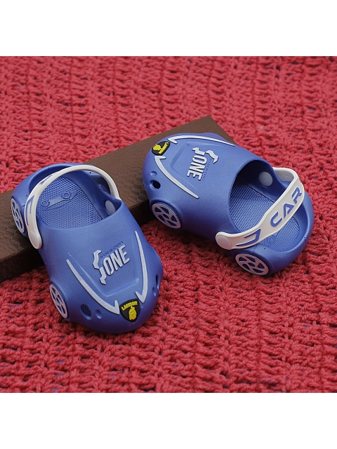 

FEETWELL SHOES Unisex Kids Blue & Yellow Croslite Clogs