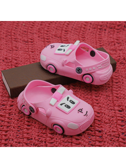 

FEETWELL SHOES Unisex Kids Pink & White Printed Croslite Clogs