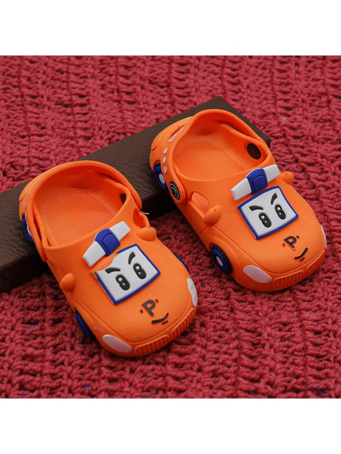 

FEETWELL SHOES Unisex Kids Orange & Blue Croslite Clogs