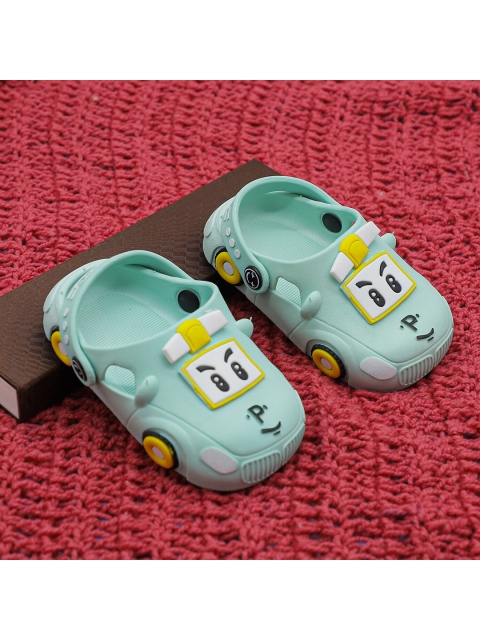 

FEETWELL SHOES Unisex Kids Sea Green & White Croslite Clogs