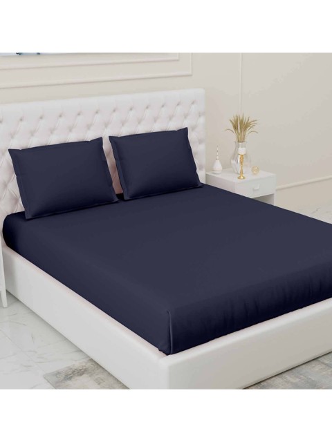 

haus & kinder Navy Blue 300 TC Single Bedsheet with 1 Pillow Covers