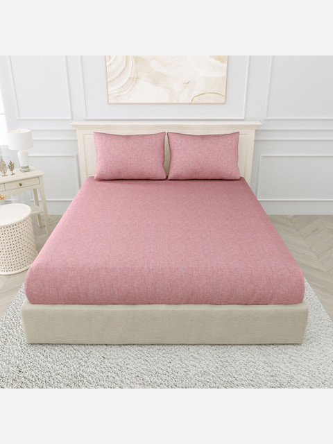 

haus & kinder Red 300 TC King Bedsheet with 2 Pillow Covers