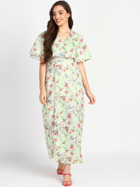 

shashvi Green Floral Crepe Maxi Dress