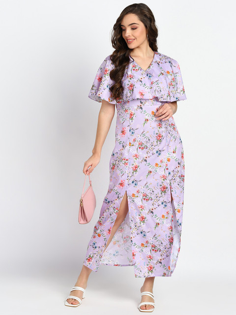 

shashvi Purple Floral Crepe Maxi Dress
