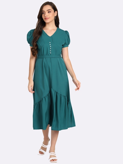 

shashvi Blue Crepe Midi Dress