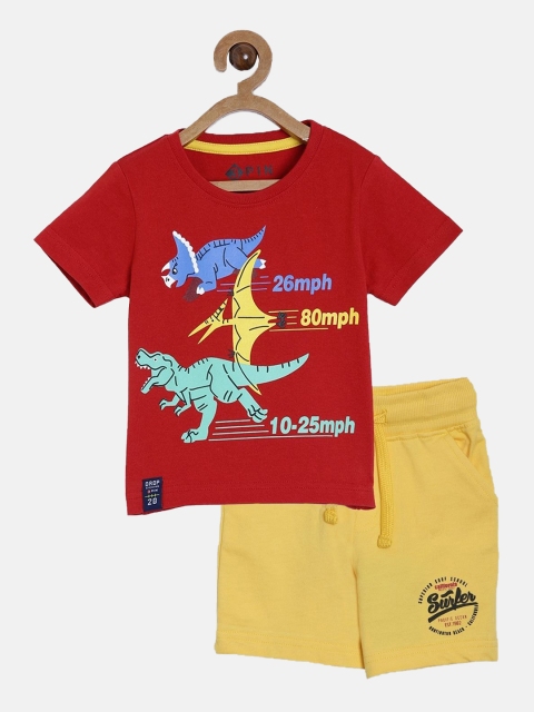 

3PIN Boys Red & Yellow Printed T-shirt with Shorts