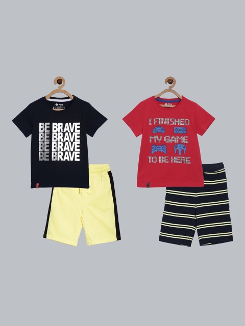 

3PIN Boys Pack Of 2 Multicoloured Printed T-shirt with Shorts, Black