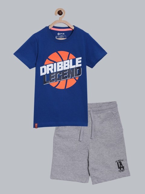 

3PIN Boys Blue & Grey Printed T-shirt with Shorts