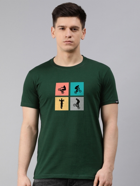 

UNSULLY Men Green Typography Printed T-shirt