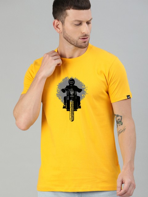 

UNSULLY Men Mustard Yellow Printed T-shirt