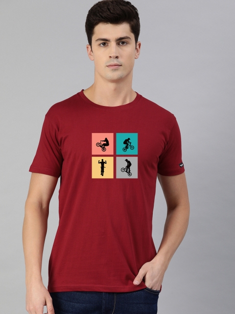 

UNSULLY Men Red Printed Dry Fit Cotton T-shirt