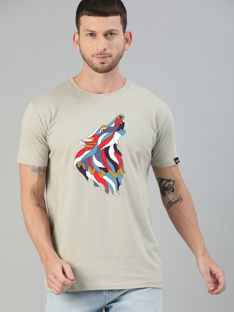 

UNSULLY Men Grey Printed Applique T-shirt