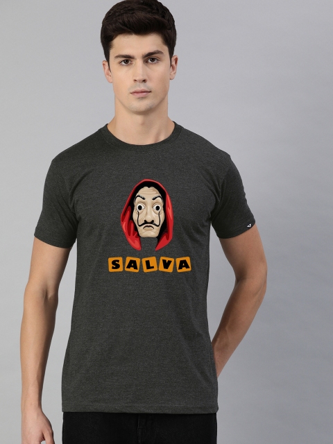 

UNSULLY Men Charcoal Printed T-shirt