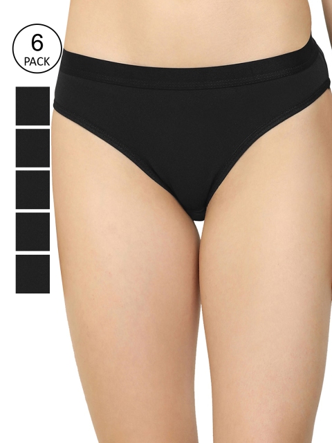 

AROUSY Women Pack Of 6 Black Solid Hipster Briefs