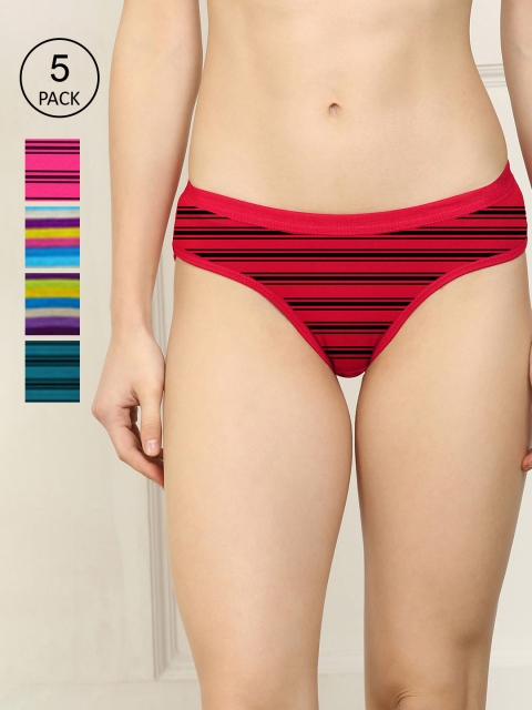 

AROUSY Women Pack of 5 Striped Cotton Hipster Briefs ML-6 Briefs_M, Assorted