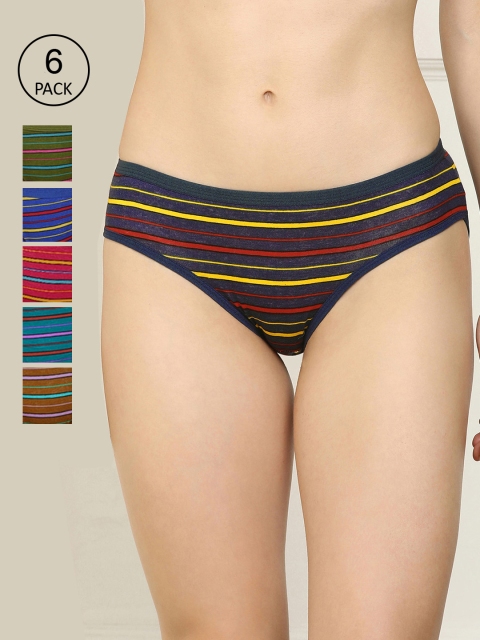

AROUSY Women Pack Of 6 Self Design Hipster Briefs, Red