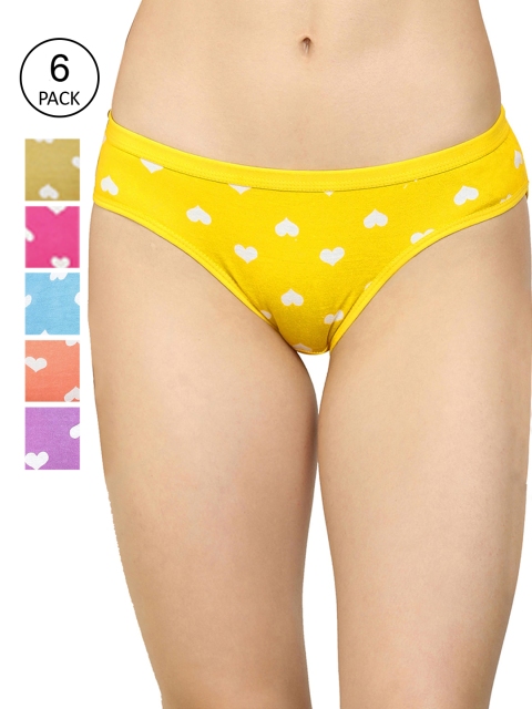 

AROUSY Pack Of 6 Assorted Solid Hipster Panty HC-6 Briefs, Yellow