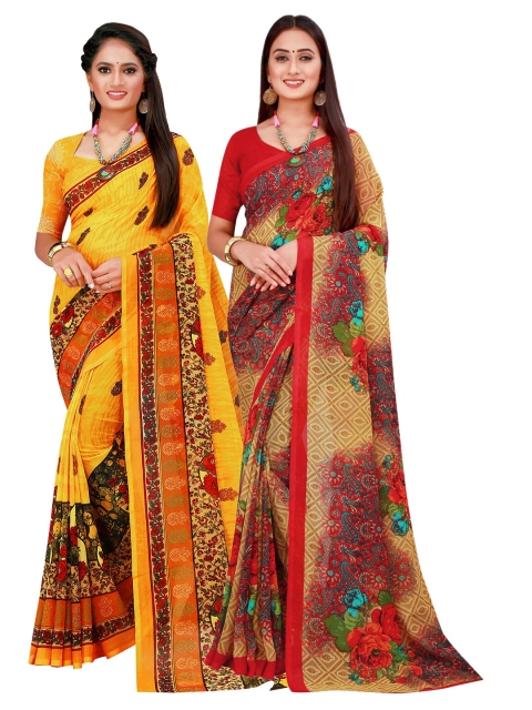 

Florence Beige & Yellow Pure Georgette Saree