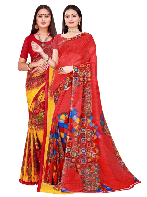 

KALINI Red & Maroon Pure Georgette Saree