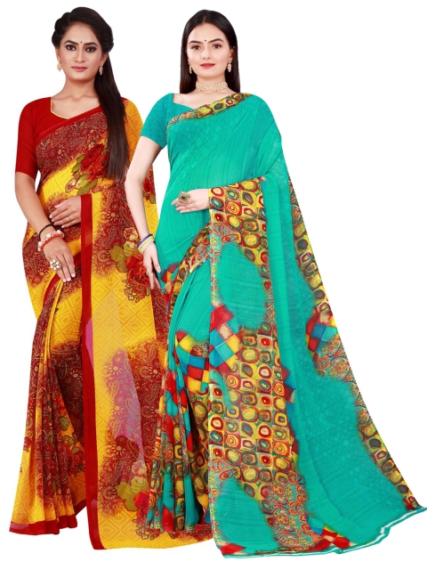 

Florence Green & Maroon Pure Georgette Saree