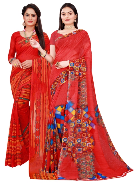 

Florence Red & Blue Pure Georgette Saree