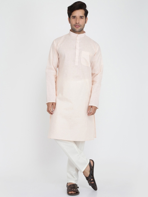 

ROYAL KURTA Men Pink Extended Sleeves Summer Sheers Kurta