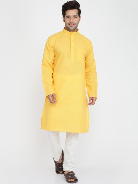 

ROYAL KURTA Men Yellow Summer Sheers Kurta and Pyjama Set
