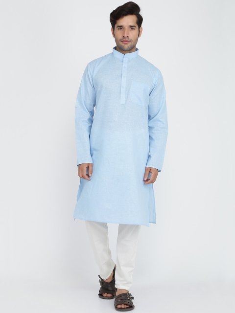 

ROYAL KURTA Men Blue Pure Cotton Kurta with Pyjamas