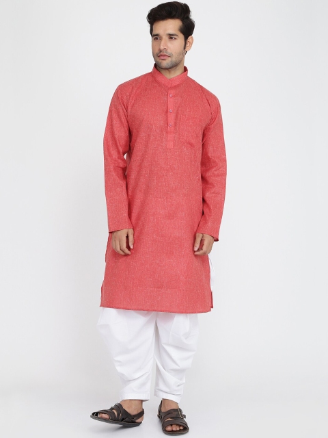 

ROYAL KURTA Men Maroon Thread Work Summer Sheers Kurta