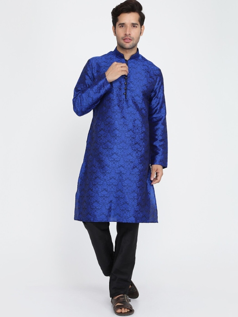 

ROYAL KURTA Men Blue Ethnic Motifs Thread Work Summer Sheers Kurta