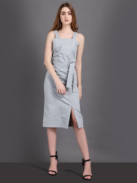 

Harold Meagan Grey Belted Design Sheath Dress