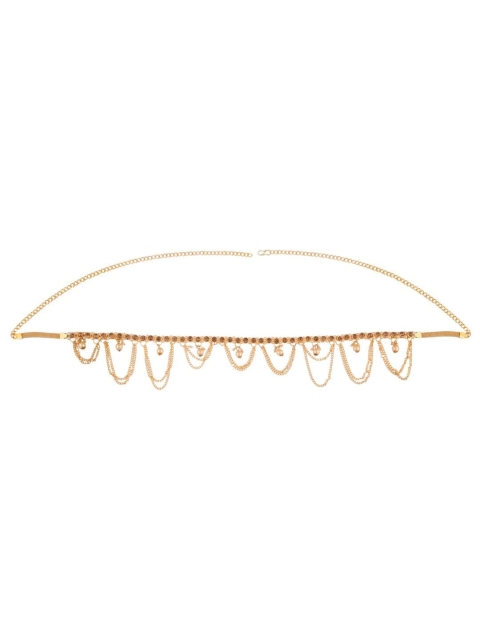 

Efulgenz Gold-Plated Brown Cubic-Zirconia Stone-Studded & Beaded Handcrafted Kamarbandh