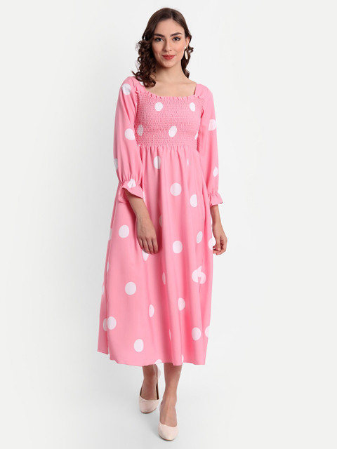 

Forevermore Pink Crepe Empire Midi Dress
