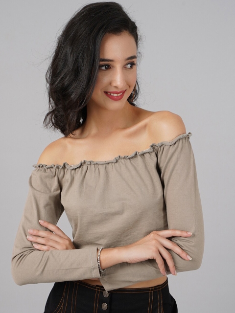 

DressBerry Beige Off-Shoulder Bardot Top