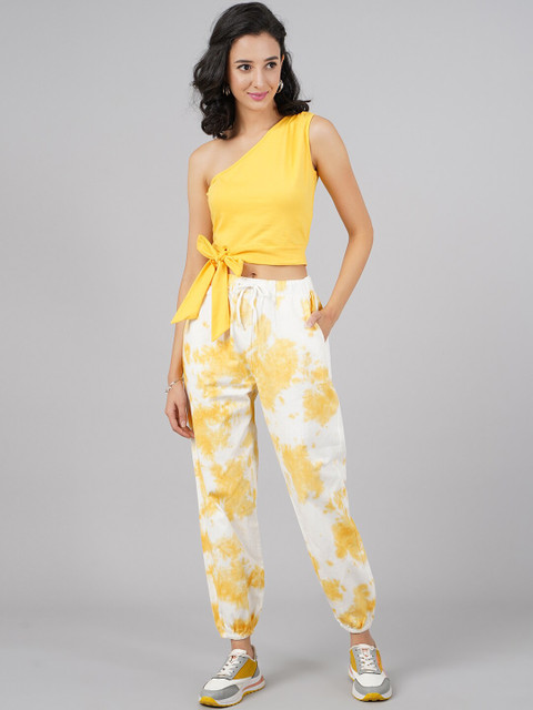 

DressBerry Yellow One Shoulder Crop Top