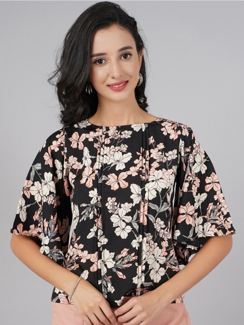 

DressBerry Black Floral Print Top