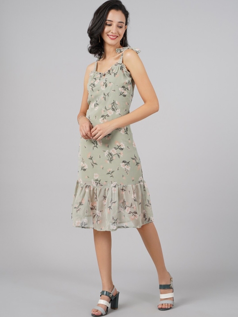 

DressBerry Grey Floral Georgette Drop-Waist Dress
