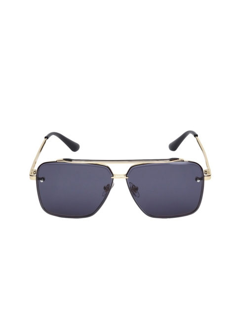 

SCAGLIA Unisex Black Lens & Gold-Toned Square Sunglasses with UV Protected Lens