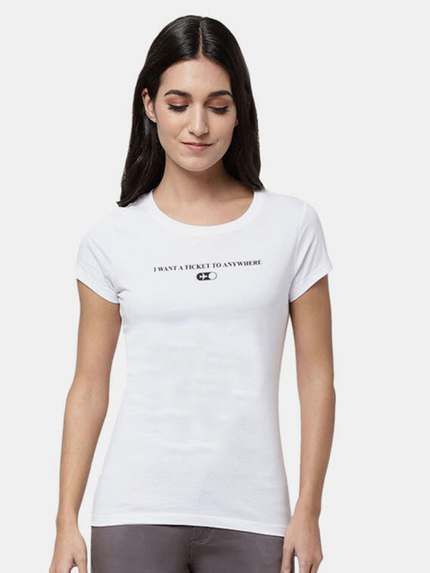 

R&B Women White Polo Collar Pure Cotton T-shirt