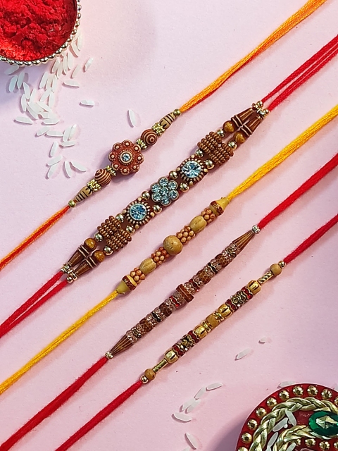 

CRAYTON Set Of 5 Multicoloured Beaded Rakhis, Multi