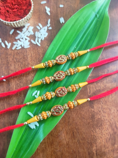 

CRAYTON Set of 4 Red & Yellow Rakhi