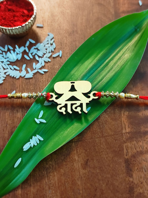 

CRAYTON Red & Green Gold-Plated Rakhi Gift Set