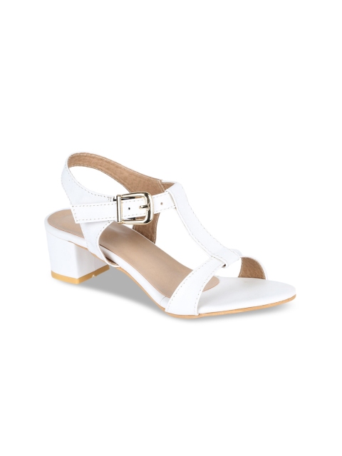 

H3F White Leather Party Block Heels