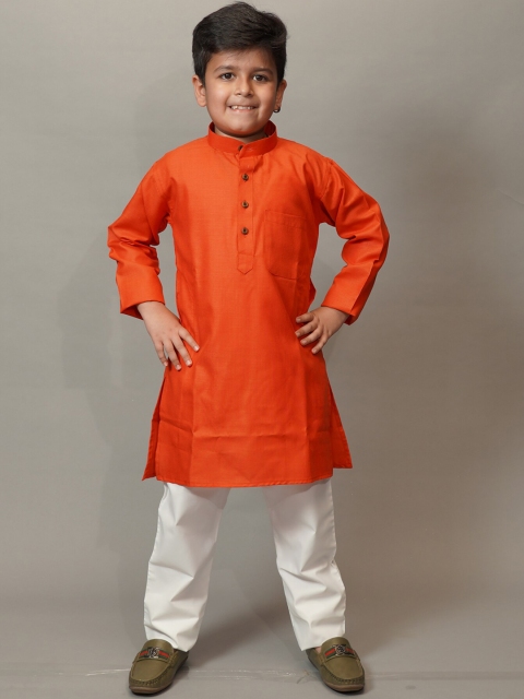 

Mumkins Boys Rust Solid Kurta with Pyjamas